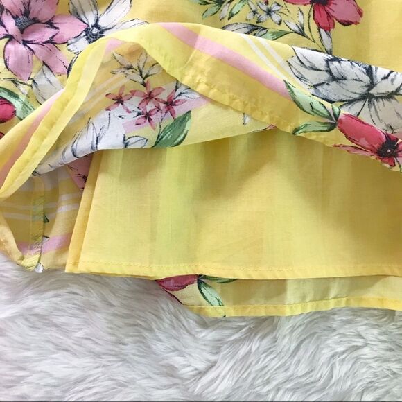 VINCE CAMUTO Yellow Floral Print Midi Dress Sundress Summer Cotton Size 6 New - Picture 8 of 14